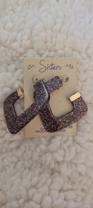 Multi color glitter Sisters earrings