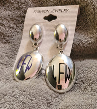 Load image into Gallery viewer, Faux Silver Personalized Earrings
